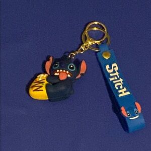 Disney Stitch Keychain with Blue and Yellow Accents